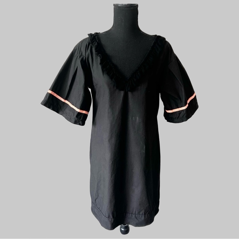 Maryley Black Ruffles Sundress Coverup Dress Made in Italy